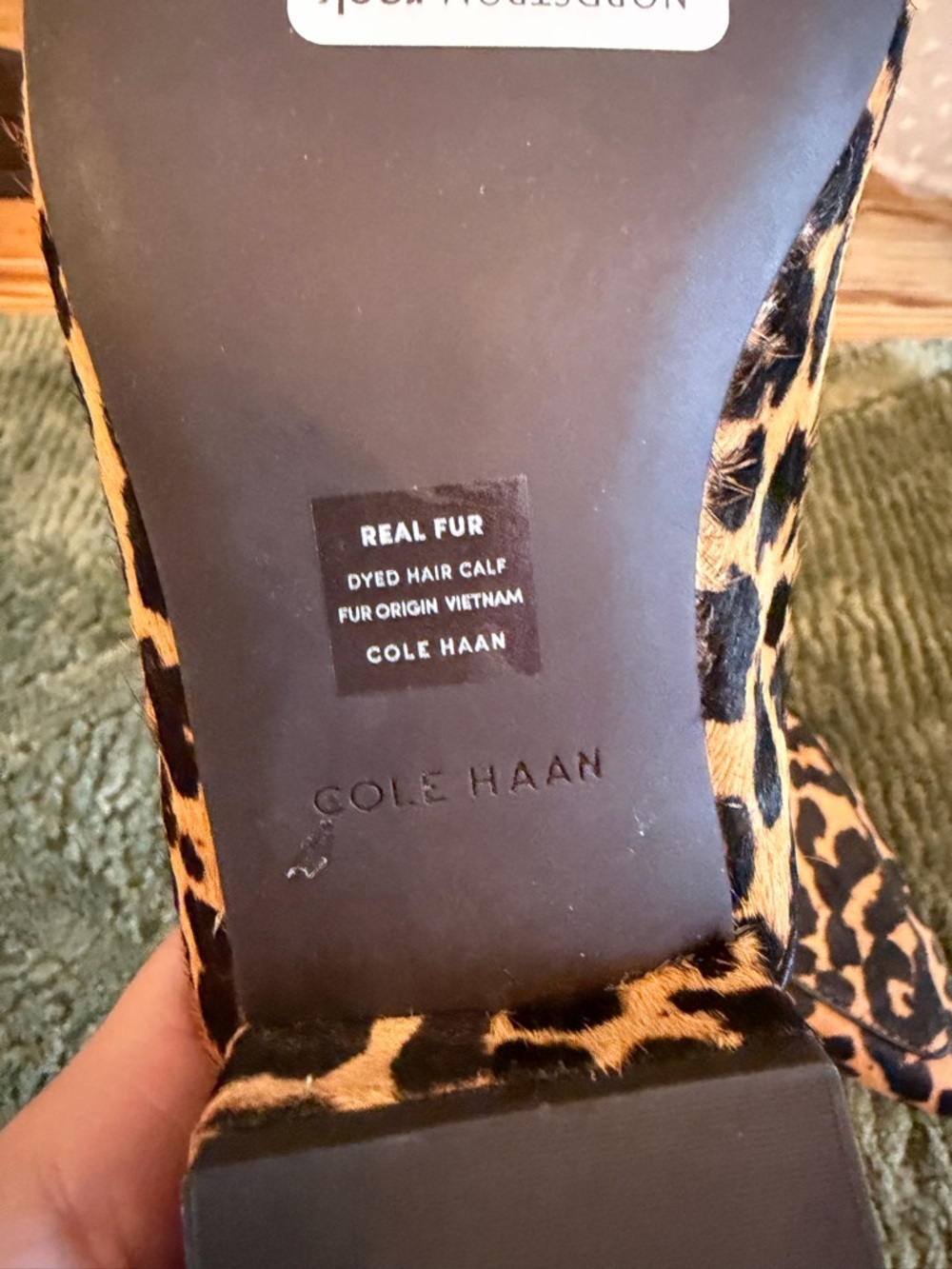 Cole Haan Leopard Print Pointed Mule - Black and Tan - Picture 5 of 5
